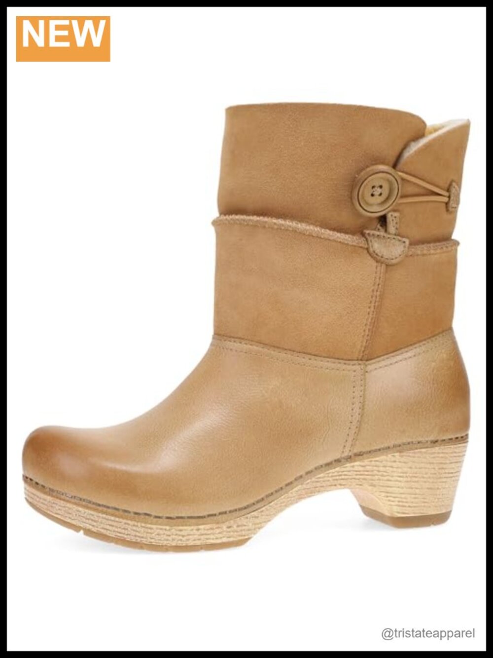 Dansko Lilith Ankle Bootie with Shearling Shaft Leather Lining Slip-On